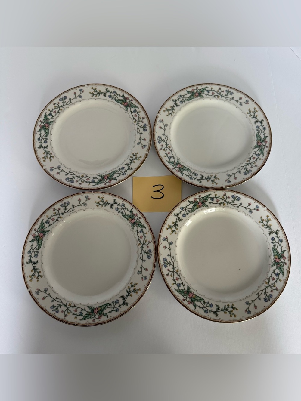 Set of 4 Farberware 1996 Wellesley #486 Fine China 8-Inch Salad Plates #3